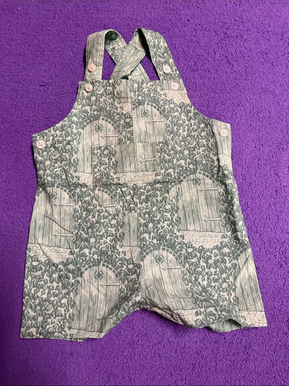 kate quinn Green Patterned Crossback One-Piece Romper